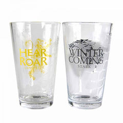 Game of Thrones Large Drinking Glasses Set of 2 (Stark And Lannister)
